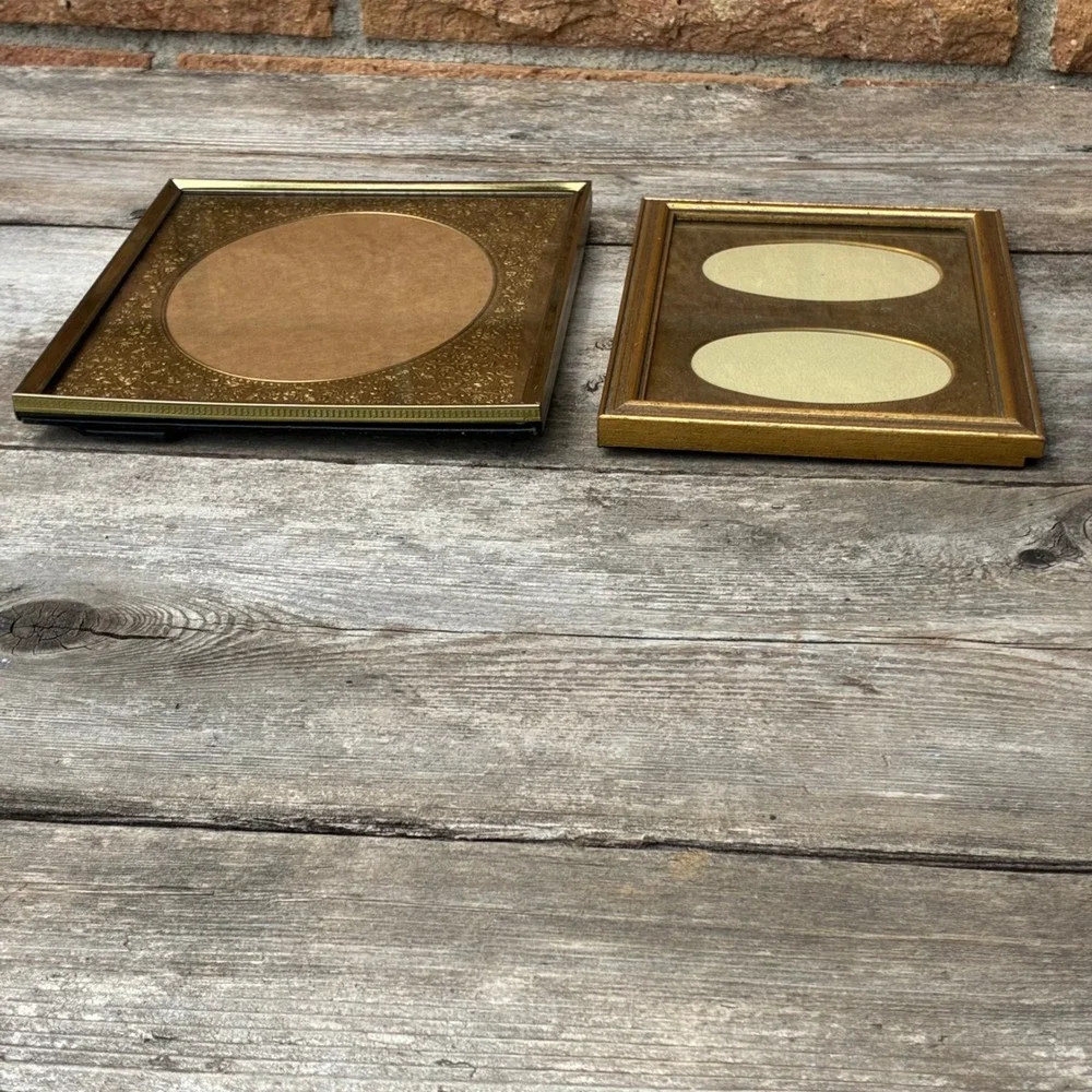 Carr Vintage Gold Tone Oval Picture Frame Set 7x9 5x7 Ornate Filigree Floral